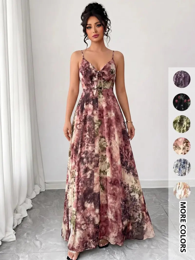 Women's floral print camisole dress, casual boho A-line dress for beach and vacation, women's summer dress