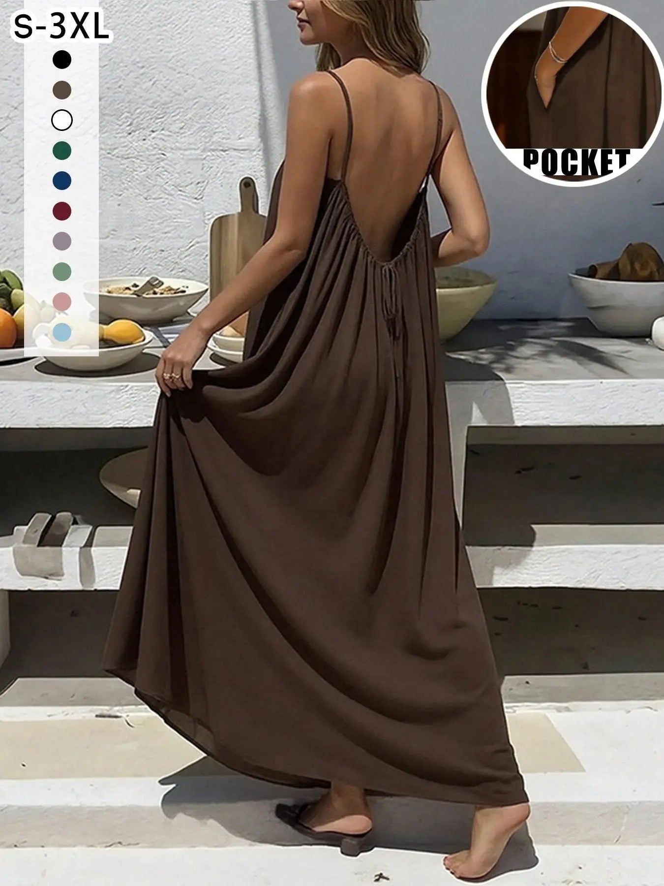 New Women's Backless Loose Fit Home Dress Sleepwear Dresses Loungewear Nightwear, Sleeveless Long Vestidos De Dormir, Womenswear, Multiple Colors & Sizes Available