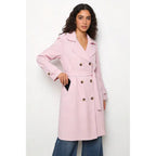 Trench coat, lined, lapel, double-breasted, with belt, front pockets, comfortable women's wear, elegant and versatile, suitable for any occasion, formal or casual, especially suitable for autumn, winter and spring.
