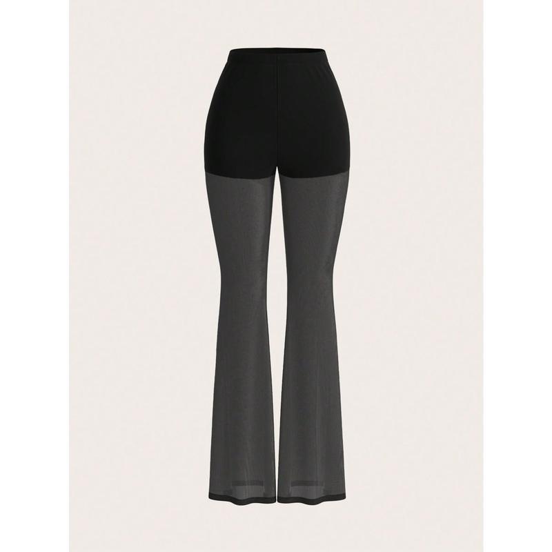 Women's High Waist Flare Lace Knit Vacation Pants