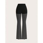 Women's High Waist Flare Lace Knit Vacation Pants