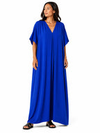 Women's long, flowy, oversized V-neck dress – chic and comfortable for summer.