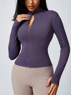 Women's Zip Up Sports Jacket, Tight Long Sleeve Sports Top, Ladies Sportswear Clothing for Spring Indoor Wear
