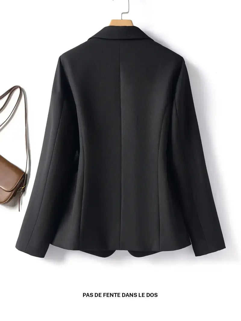 Women's Elegant One-Button Blazer Jacket, Slim-Fitting Long Sleeve Coat for Office Wear, Fall & Winter Fashion Outerwear