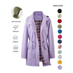 Women's Solid Color Drawstring Zip-Up Hooded Trench Coat Long Sleeve Waterproof Windproof Soft Comfortable Casual Outerwear Suitable For Spring Fall Daily Wear Outings
