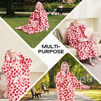 Wearable Blanket Hoodie Oversized Sherpa Fleece Hooded Sweatshirt Blanket with Sleeves,Cozy and Giant Blanket Hoodie Extra Long for Adults Women Winter Gift (Strawberry)