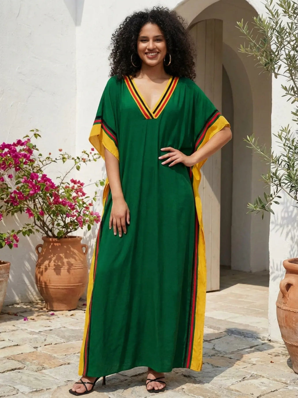 Women's Casual Kaftan Long Dress Oversized Chic Bohemian House Robe Beachwear Vacation Bathing Suit Cover Up Lounge Wear Boho Summer Holiday