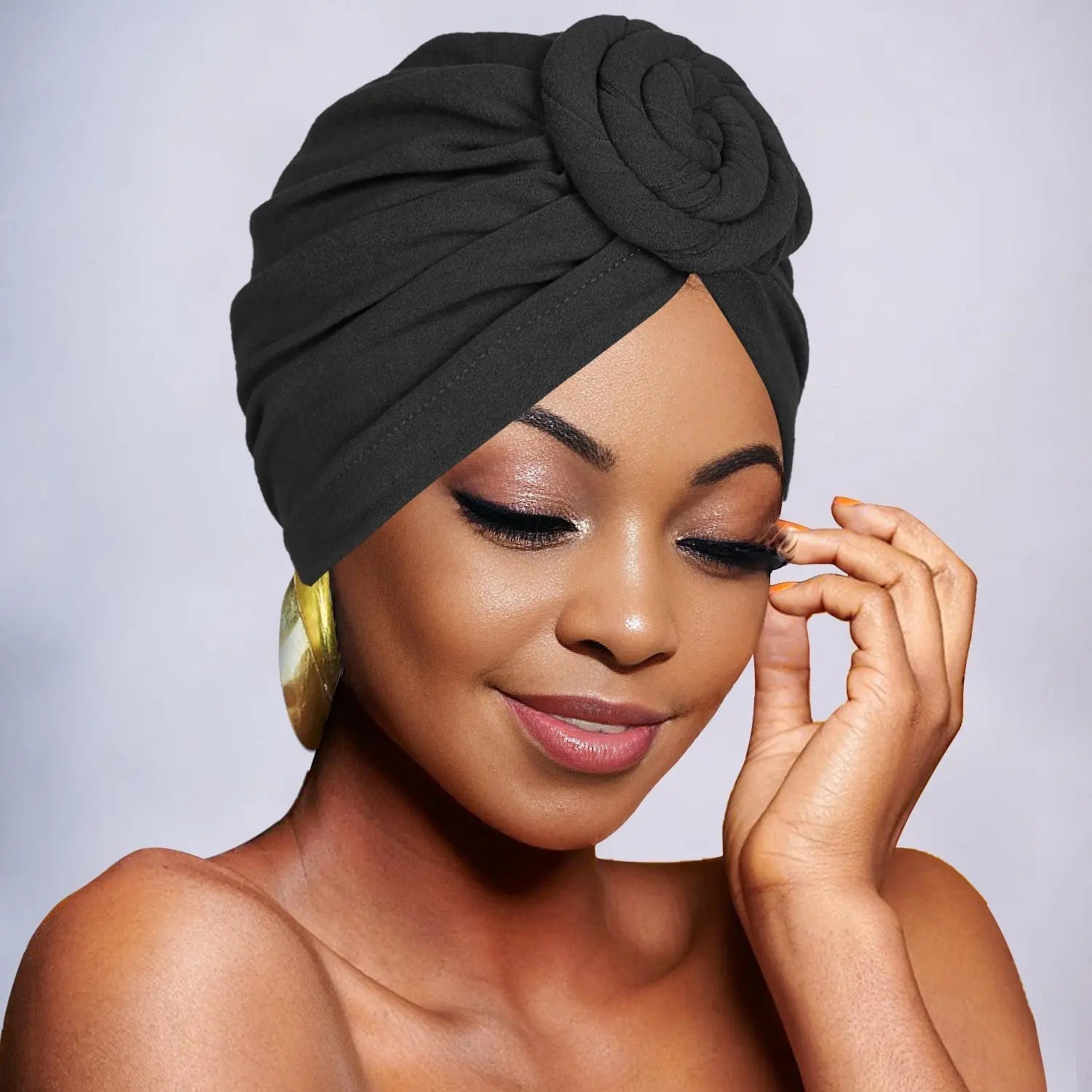 Women's Elegant Solid Color Flower Decor Turban Hat, Casual Trendy Head Wrap, Fashionable Clothes Accessories for Daily Use