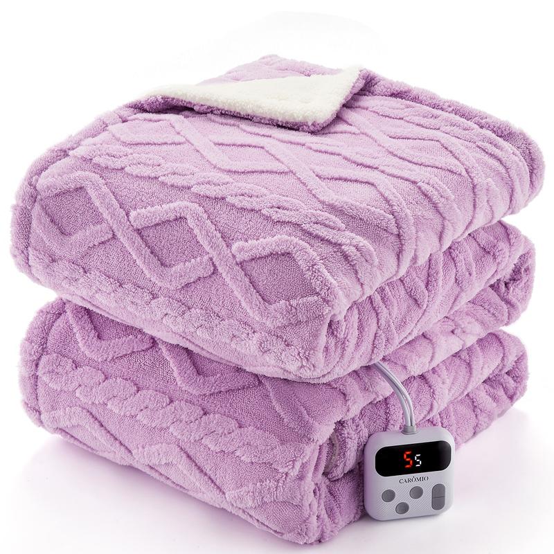Heated Throw Blanket - Thick Tufted Sherpa Electric Blanket Throw with 10 Heating Levels and 10 Time Settings, ETL Certified Machine Washable Fast Heating Blanket Throw 50