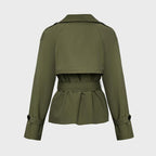 Women's Commuter Notch Lapel Double Breasted Detachable Belt Trench Coat, Fall & Winter Plain Wrap Tie Waist Outerwear Jacket, Elegant Trench Coat