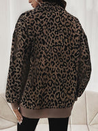 Women Casual Zip Up Front Long Sleeve Leopard Print Sweatshirt,Fall Clothes
