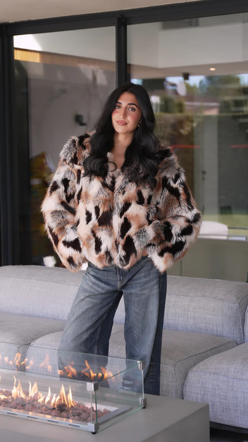 Tricolour fur jacket (2 colours)