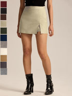 High Waist Slit Skort with Zipper, Stretchy Commuter Daily Wear, Versatile Elastic Skort, Women's Fashion Apparel
