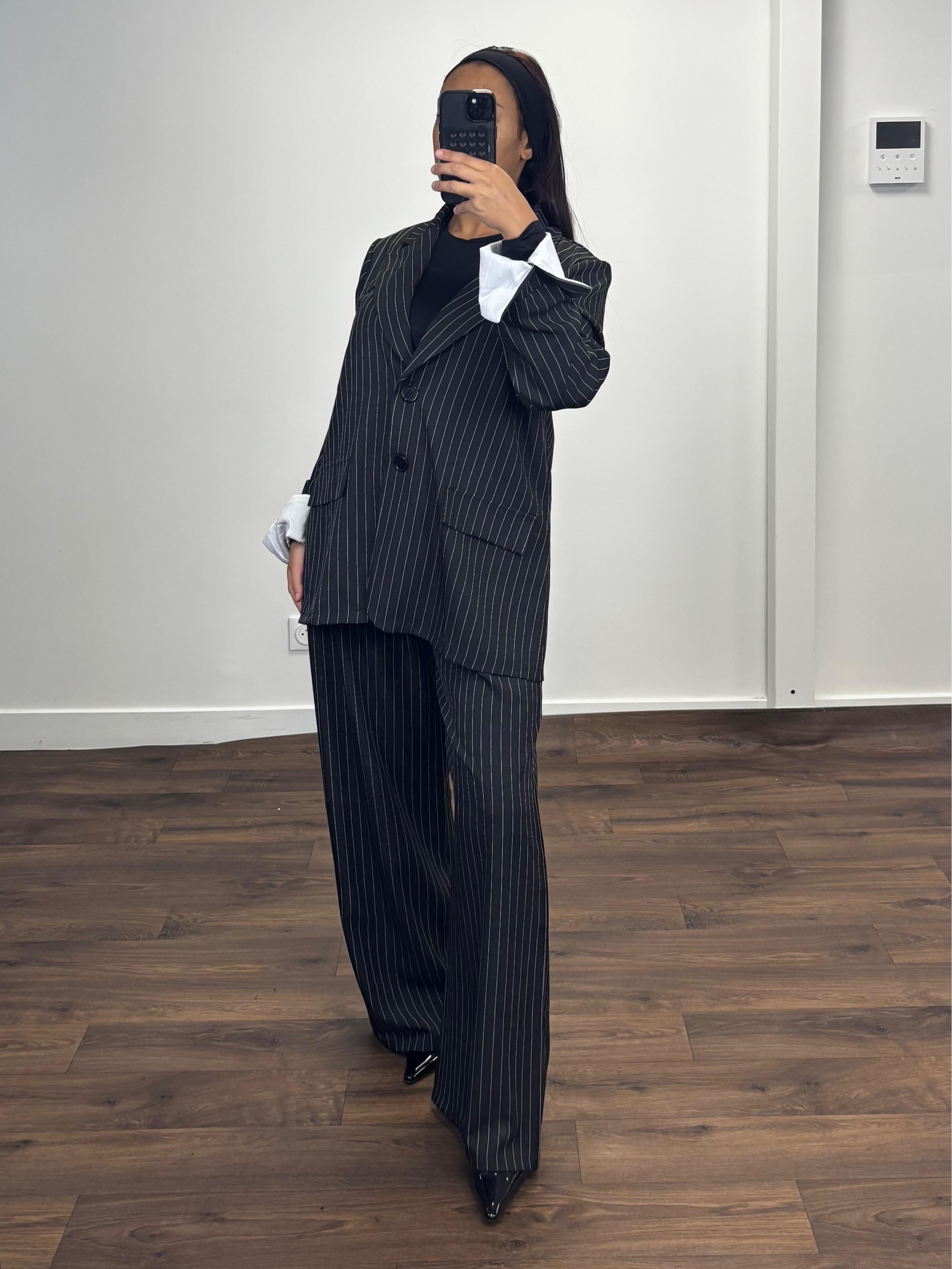 Ensemble blazer à rayures