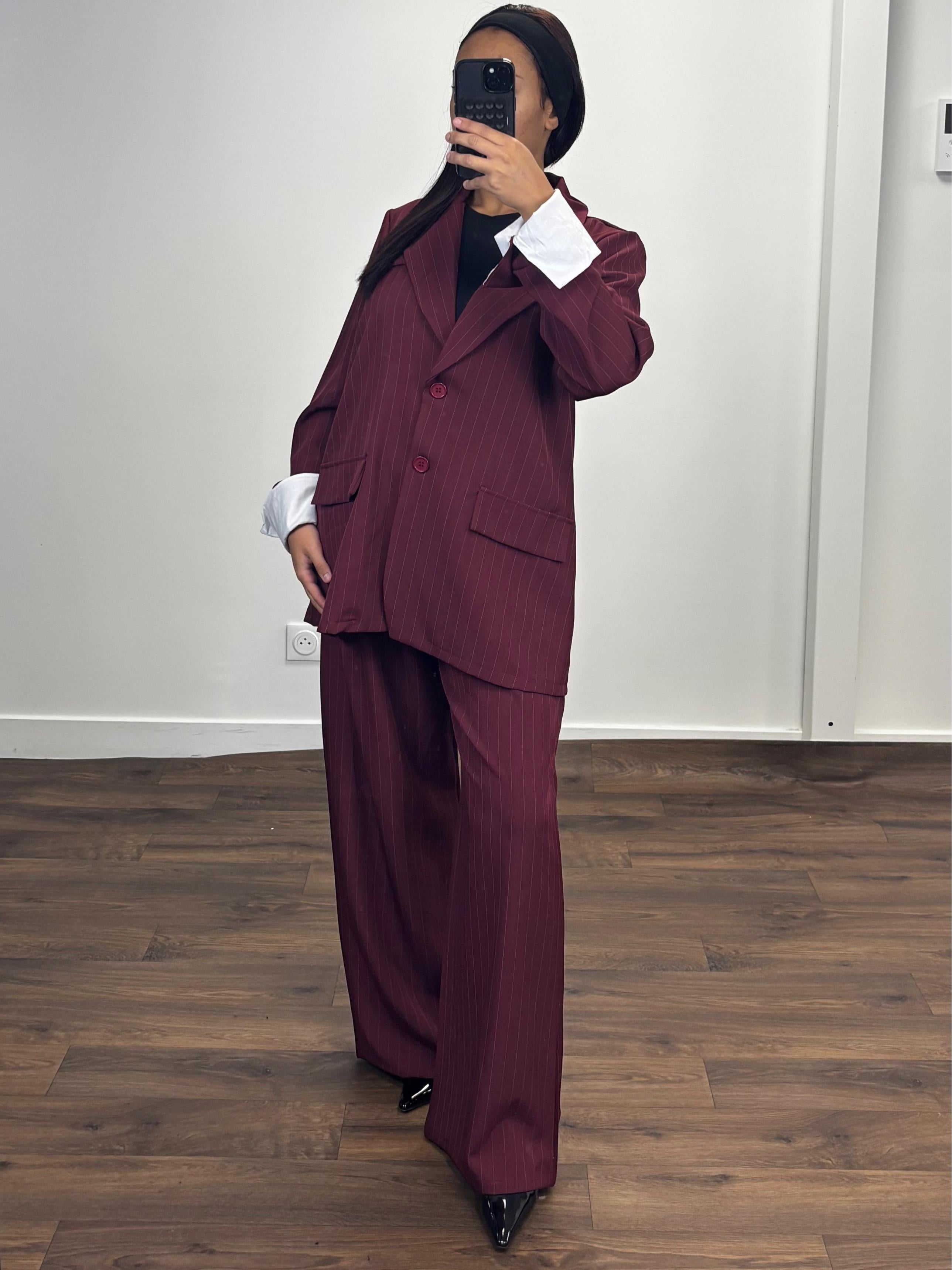 Ensemble blazer à rayures