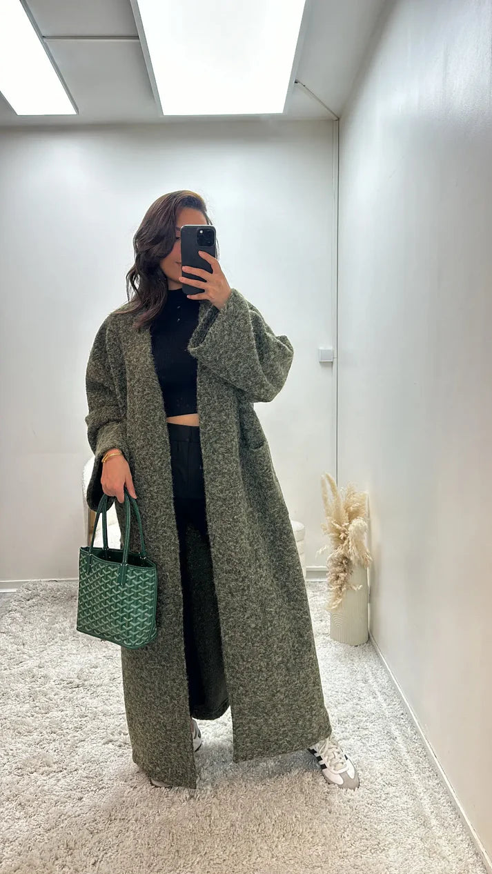Oversized Coat Straight Fit with Two Pockets for Women