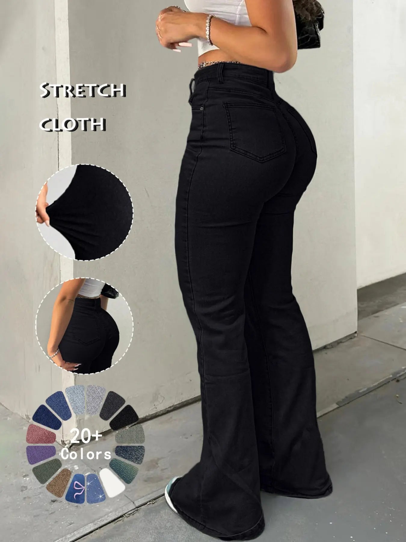 Y2K Women's High Waist Flare Leg Jeans,Casual Button Fly Pocket Design Bell Bottom Denim,Women's Bottoms for Daily Wear,000 Jeans,Fashionable And Versatile Women's Jeans,Suitable For Spring,Summer,Autumn And Winter
