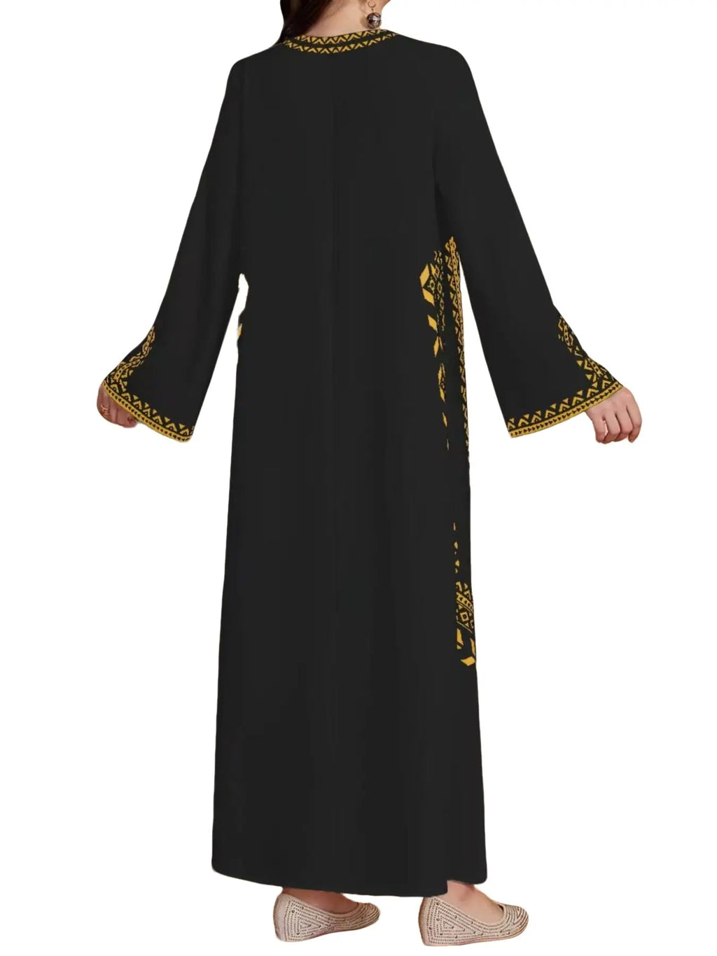 Women's Digital Print Dress, Middle Eastern Style Woven Fabric Long Sleeve A-Line Dress, Fitted Casual Fashion for Spring & Fall Seasons, Womenswear