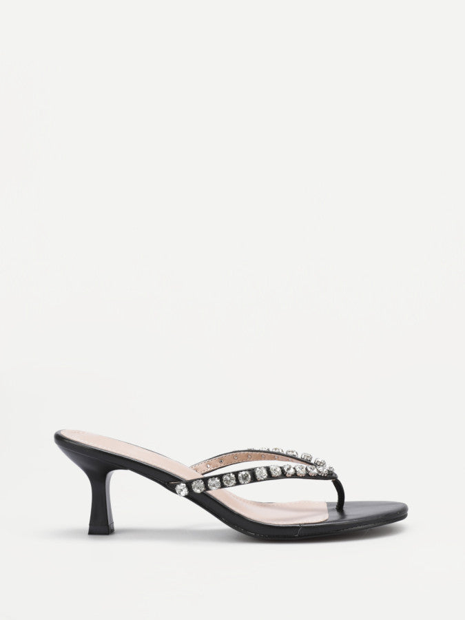 Tongs à strass et talon bobine