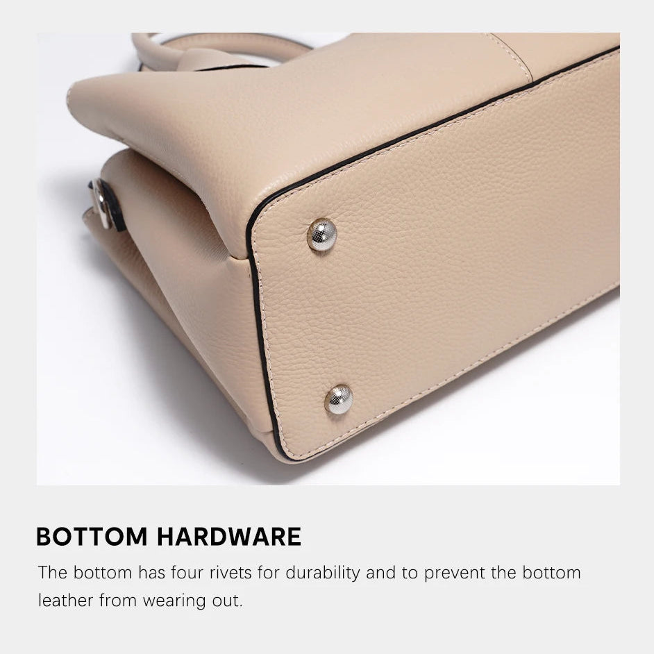 Women’s White Leather Top Handle Bag