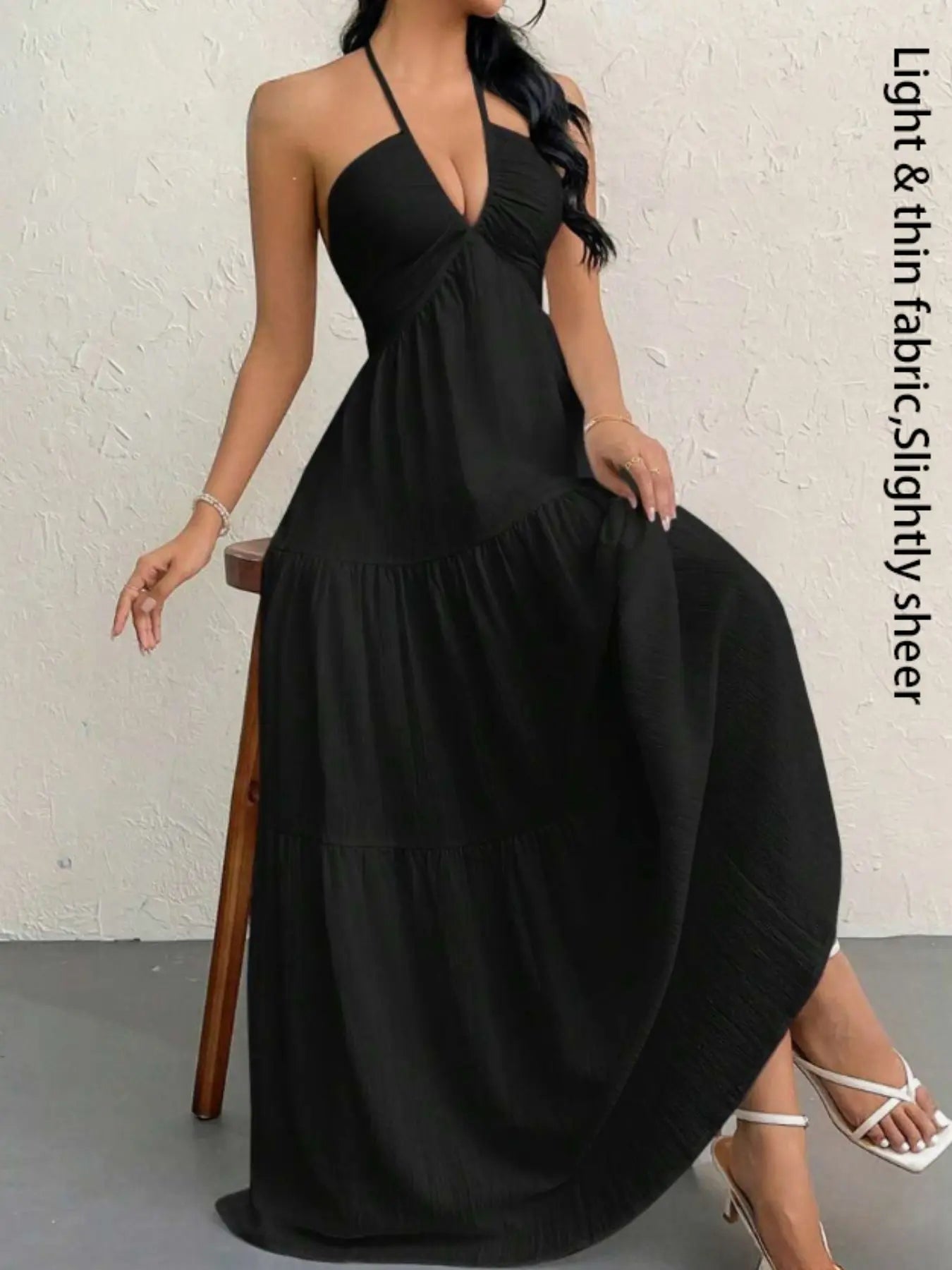 Women's Plain Dress, Summer Clothes Women, Casual Sleeveless Backless Dress for Beach Holiday Vacation, Ladies Summer Clothes