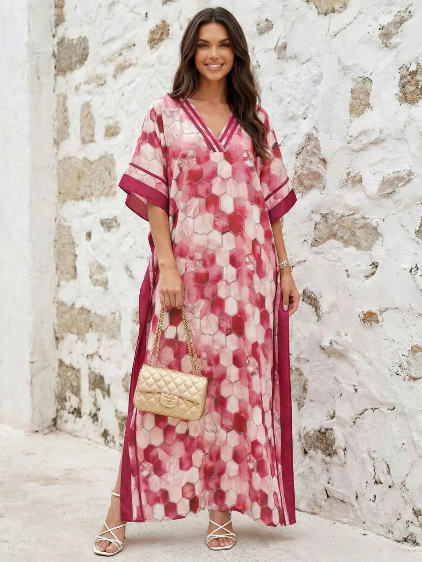 Women's Leopard Print Kaftan Robe – Loose-Fitting Beach Print Dress