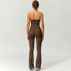 Women's Halter Neck Bodycon Flared Leg Jumpsuit – Stylish & Comfortable for Fitness & Fashion,Stylish & Comfortable Athleisure Outfit, Butt Lifting, High Waist Workout Gym Clothing Stretchable Activewear,jumpsuit women