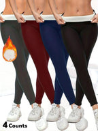 Women's Fleece Lined Lamb Velvet Leggings, High Waist Sporty Style, Fall & Winter Warmth, Tight-Fitting Plain Design, S-Xxl Sizes(gift) Fabric Womenswear