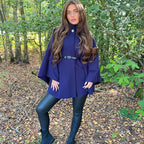 Belted Cape With Belt, High Neck with Button Fits Up To A Size30Autumn/Winter