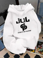 Women's Letter Print Hoodie, Casual Long Sleeve Hooded Sweatshirt for Fall & Winter, Women's Clothes for Daily Wear