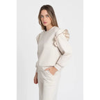 Women's tracksuit with ruffled top and trousers