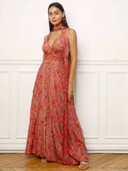 Robe longue multi-portés à imprimé cachemire