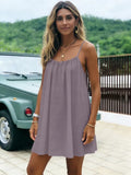 New Solid Backless Spaghetti Strap Short Dress