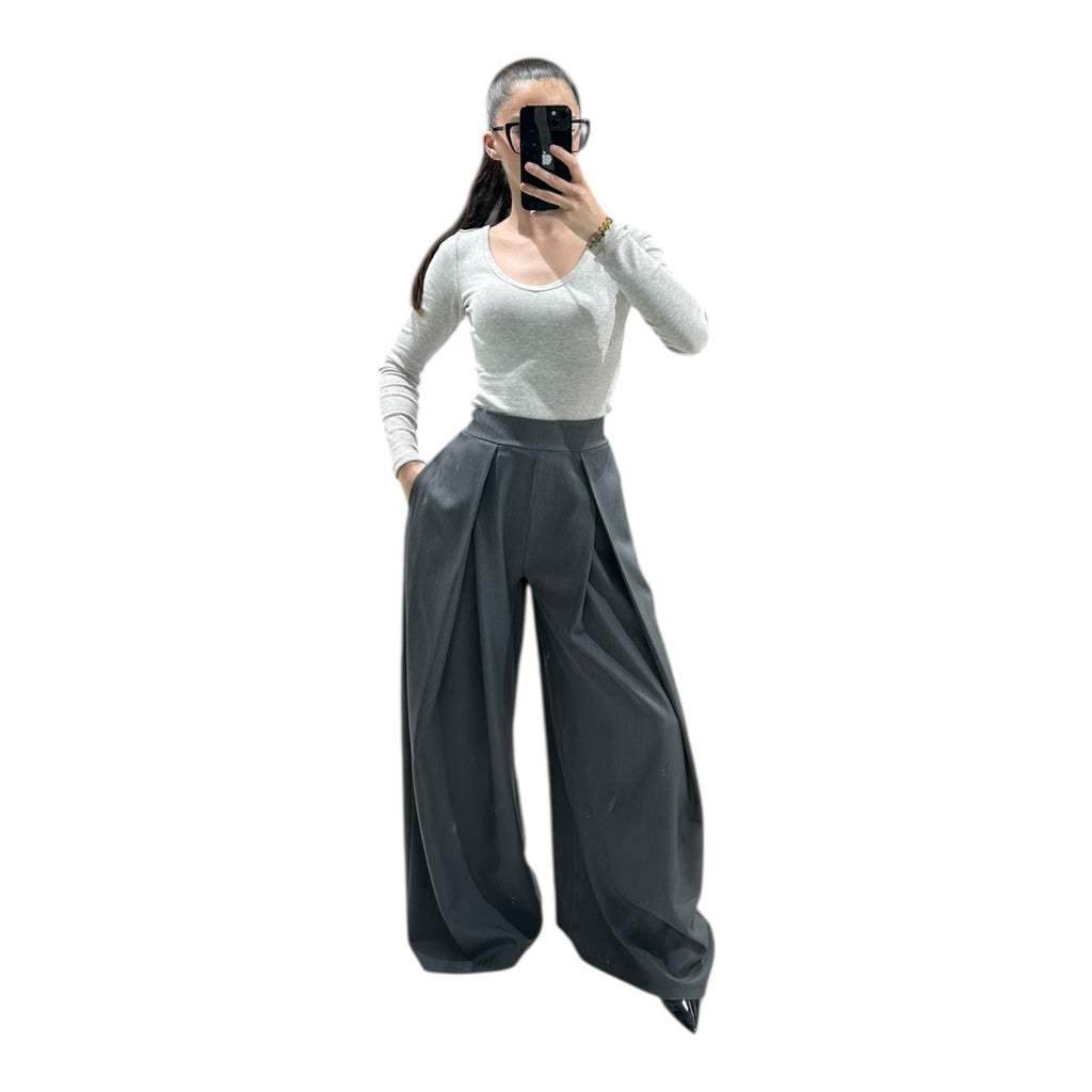 Women's Chic, Modern, High-Waisted, Flowy, Oversized Wide-Leg Trousers