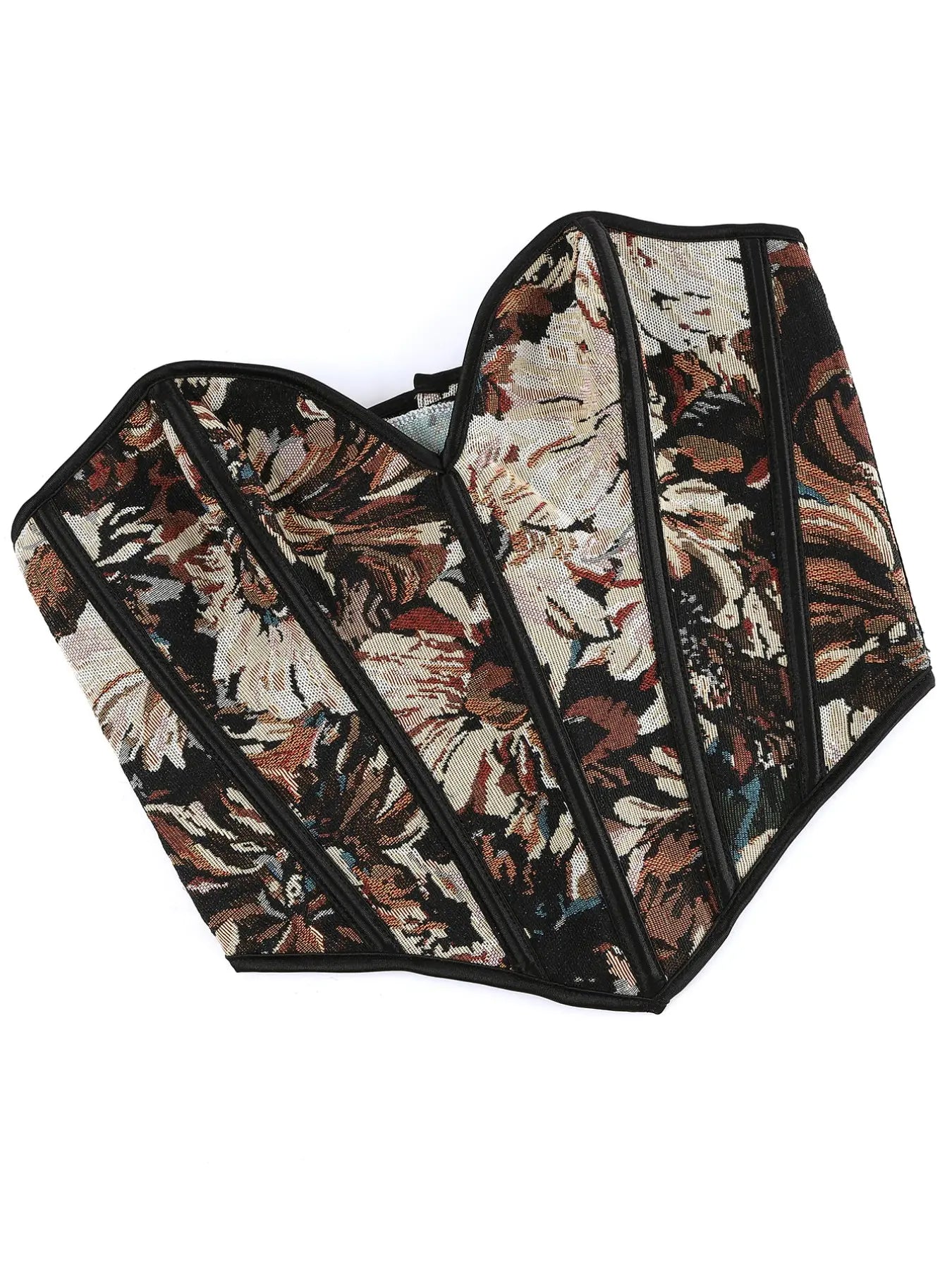 Women's Floral Print Shapewear Tops, Fashionable Lace Up Closure Corset, Tummy Control Shaper for Women