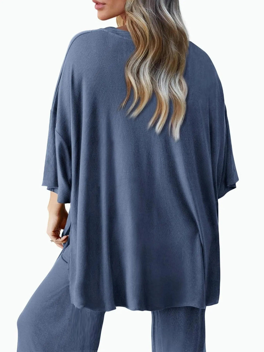 Women's Solid Drop Shoulder Tee & Elastic Waist Pants Two-piece Set