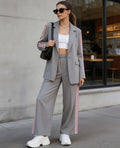 Classic Blazer and Coated Trousers Set with Front Buttons and Double Side Stripe—Ideal for Professional and Casual Looks