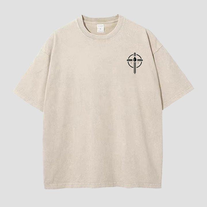 Seek First The Kingdom Of God Printed Oversize Washed T-Shirt