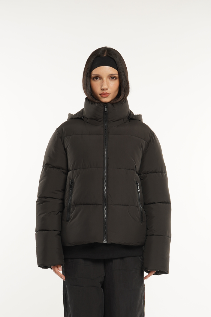 Detachable hooded down jacket
