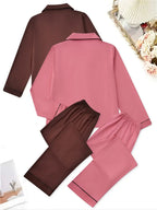 Women's Lapel Cardigan Set, Casual Loose-Fitting Long Sleeve Knitwear, Fall & Winter Home Wear, 2-Piece