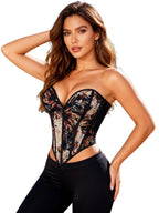 Women's Floral Print Shapewear Tops, Fashionable Lace Up Closure Corset, Tummy Control Shaper for Women
