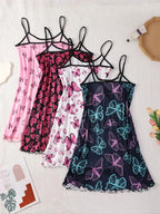 Women's All Over Print Cami Nightdress, Casual Soft Comfortable Spaghetti Strap Nightgown for All Seasons, Lady's Sleepwear for Indoor Wear, Breathable Sleep Dress