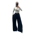 Women's Chic, Modern, High-Waisted, Flowy, Oversized Wide-Leg Trousers