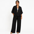 Ensemble femme oversize fluide 2 pièces – Kimono manches larges & pantalon taille élastique – Look chic confortableE