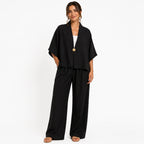 Ensemble femme oversize fluide 2 pièces – Kimono manches larges & pantalon taille élastique – Look chic confortableE