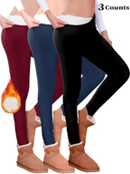 Women's Fleece Lined Lamb Velvet Leggings, High Waist Sporty Style, Fall & Winter Warmth, Tight-Fitting Plain Design, S-Xxl Sizes(gift) Fabric Womenswear