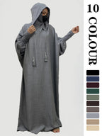 Women's Solid   Hooded   Dress, Casual Long Sleeve Dress for Fall & Winter, Women's Islamic Clothing for Daily Wear, Modesty Muslim Clothing