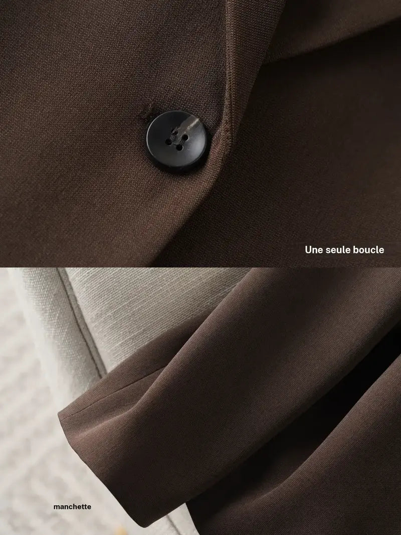 Women's Elegant One-Button Blazer Jacket, Slim-Fitting Long Sleeve Coat for Office Wear, Fall & Winter Fashion Outerwear