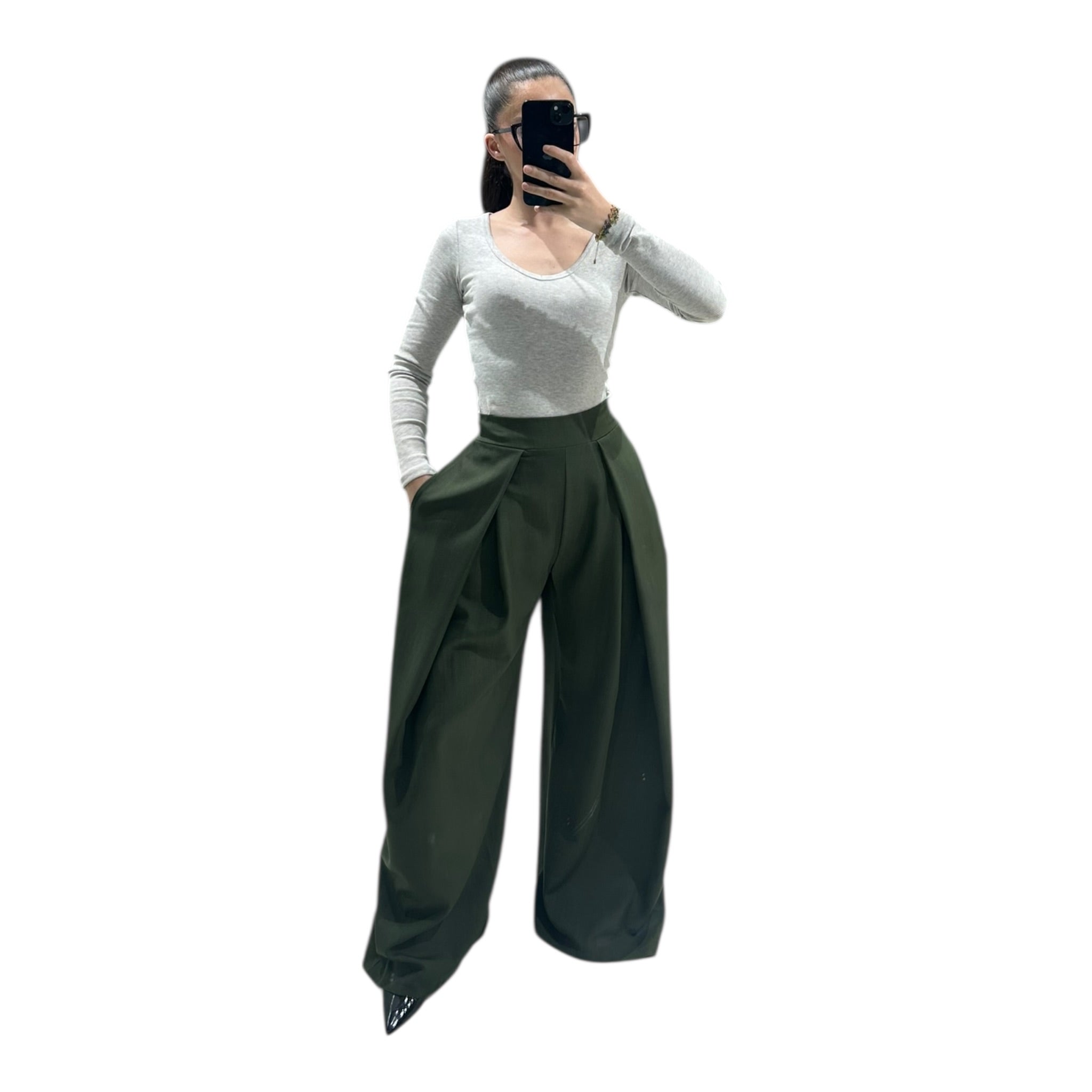 Women's Chic, Modern, High-Waisted, Flowy, Oversized Wide-Leg Trousers