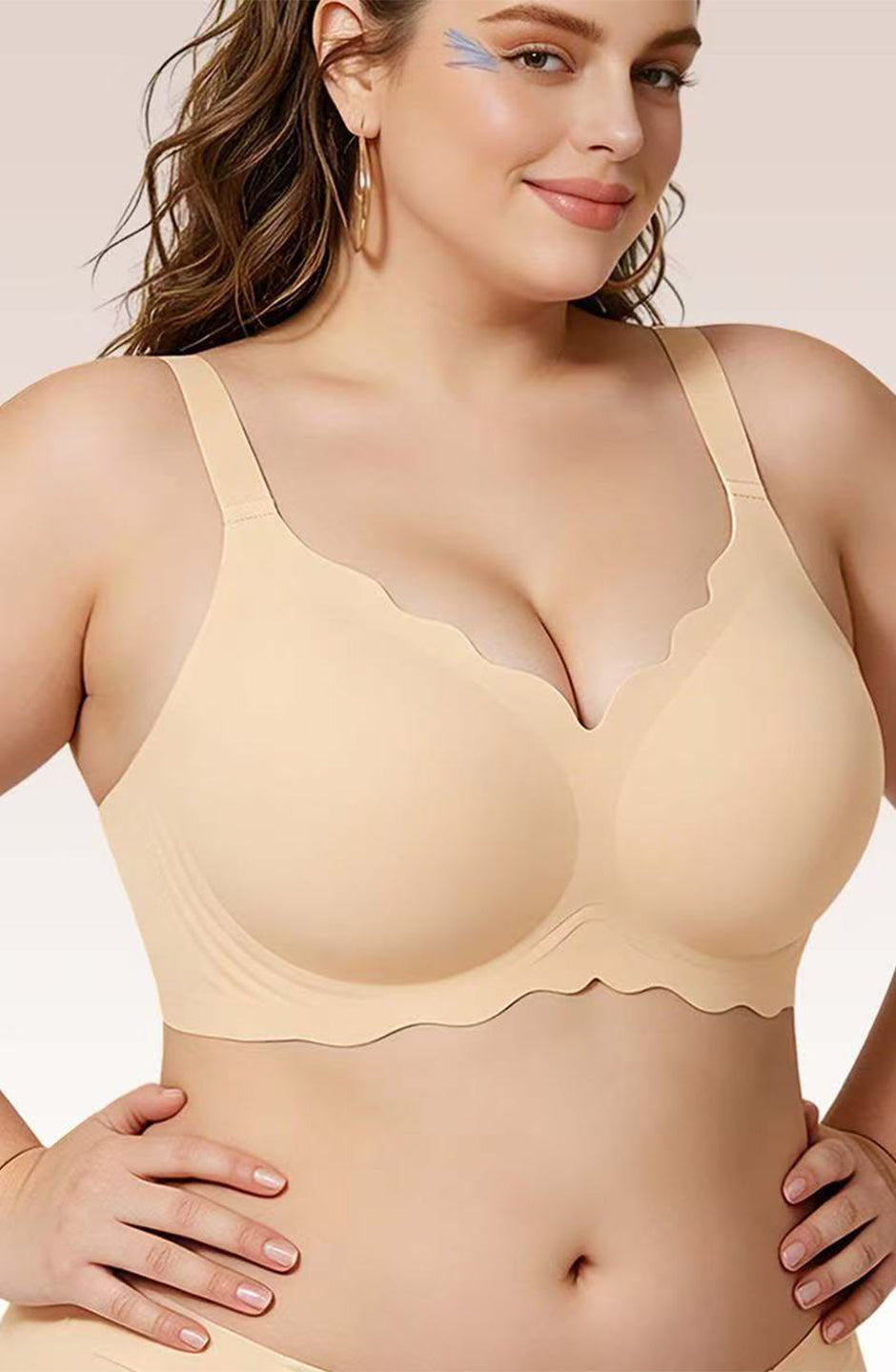 Curveins Dual Wave Trim Seamless Jelly Lift Anti-Slip Full Coverage Soft Wireless Sculpting Bra